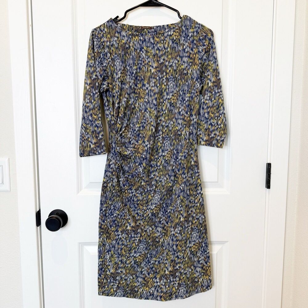 J McLaughlin Catalina Cloth Midi Dress XS 3/4 Sleeve Classic Stretch Comfort
